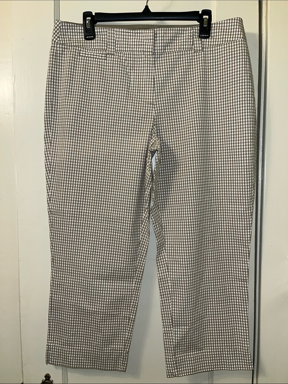 Cropped Gingham Pants - Beige/White